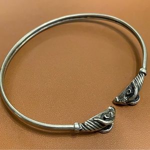 Sterling silver double ram open cuff bracelet no stamps